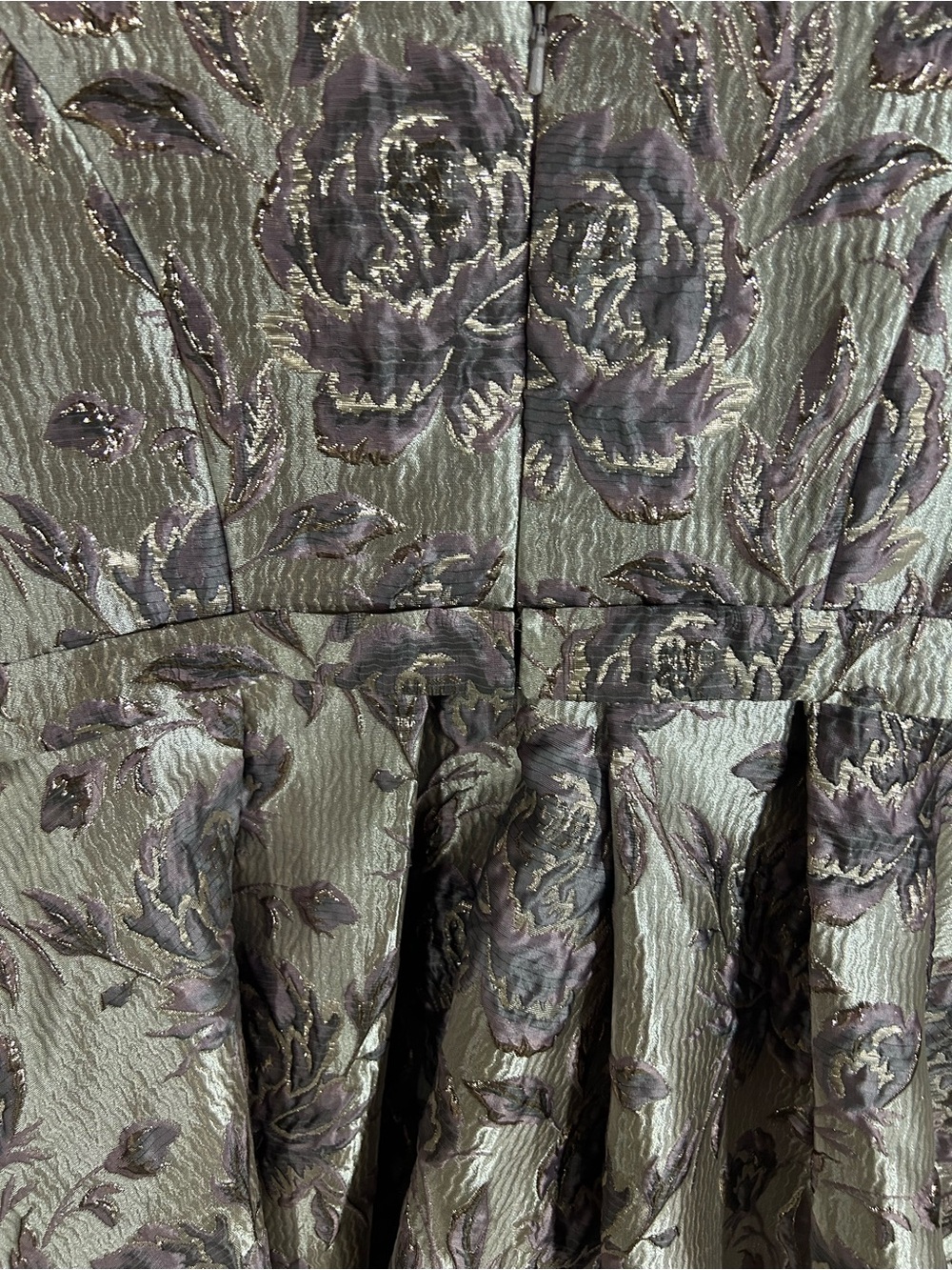 Oleg Cassini Silver and Lavender Floral Fit-and-Flare Midi Dress - Picture 7 of 7